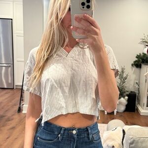 Splendid Linen Cropped Shirt XS